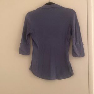James Perse  slub side panel button front shirt in blue/purple